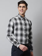 Jainish Men's Black Checks Regular Fit Cotton Formal Shirt | Grocsy