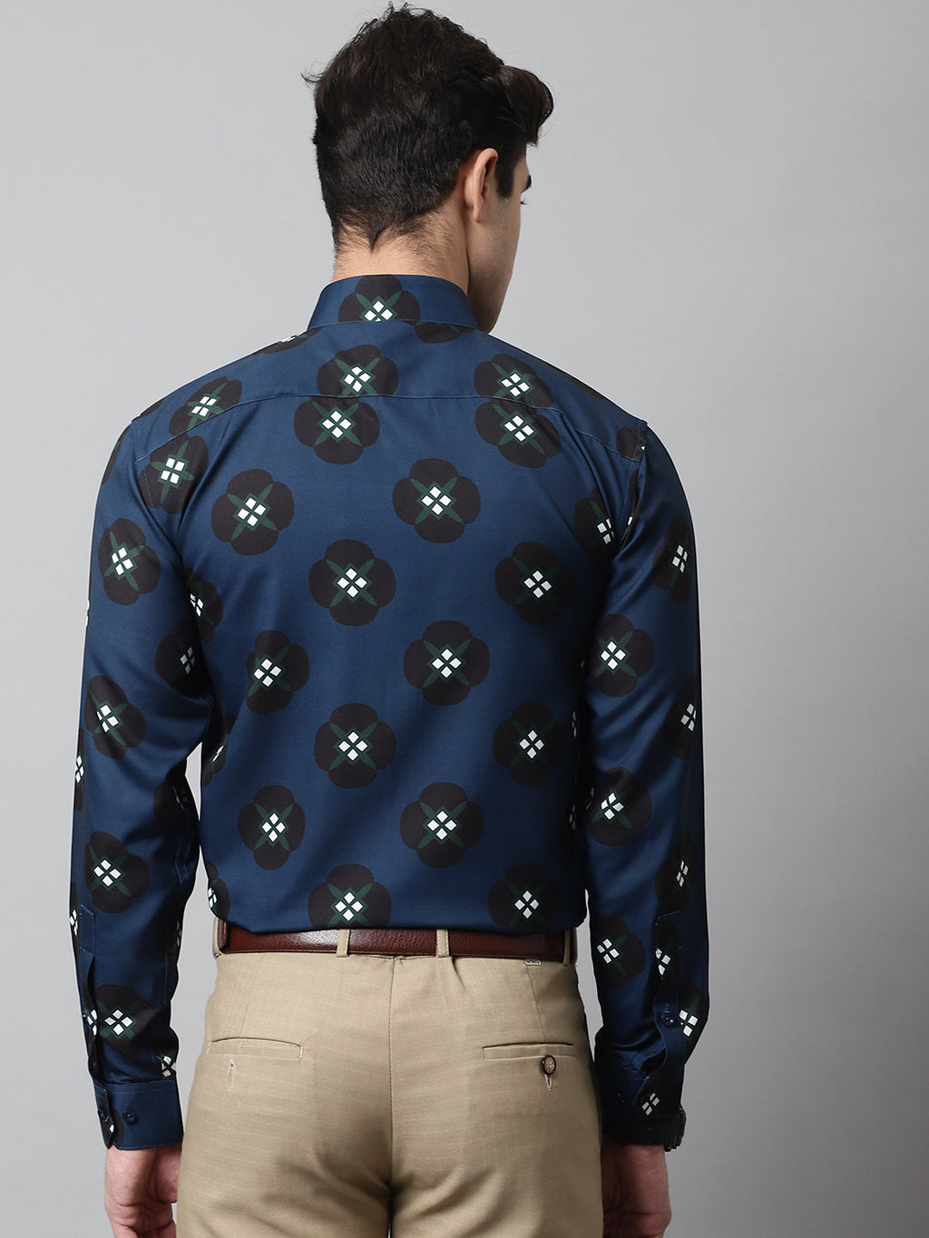 Jainish Men's Blue Classic Printed Formal Shirt | Grocsy