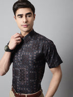 Jainish Men's Black Classic Printed Formal Shirt | Grocsy
