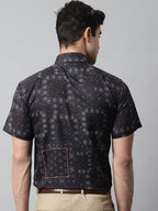Jainish Men's Black Classic Printed Formal Shirt | Grocsy