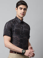 Jainish Men's Black Classic Printed Formal Shirt | Grocsy