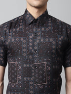 Jainish Men's Black Classic Printed Formal Shirt | Grocsy