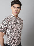 Jainish Men's Cream Classic Printed Formal Shirt - Cream | Grocsy