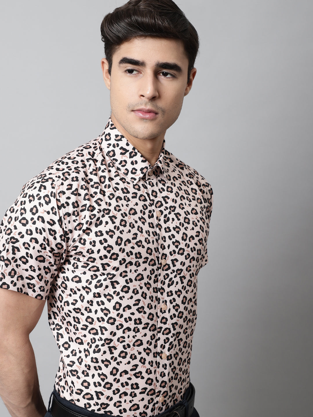 Jainish Men's Cream Classic Printed Formal Shirt - Cream | Grocsy