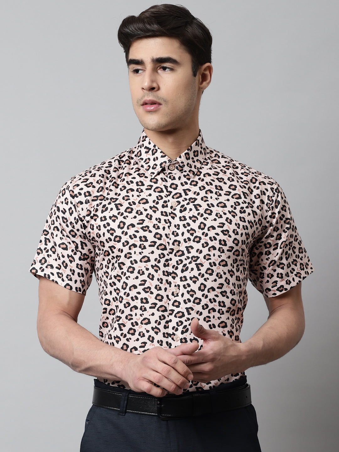 Jainish Men's Cream Classic Printed Formal Shirt - Cream | Grocsy