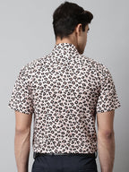 Jainish Men's Cream Classic Printed Formal Shirt - Cream | Grocsy
