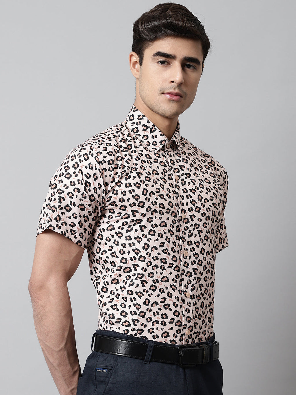 Jainish Men's Cream Classic Printed Formal Shirt - Cream | Grocsy