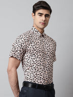 Jainish Men's Cream Classic Printed Formal Shirt - Cream | Grocsy