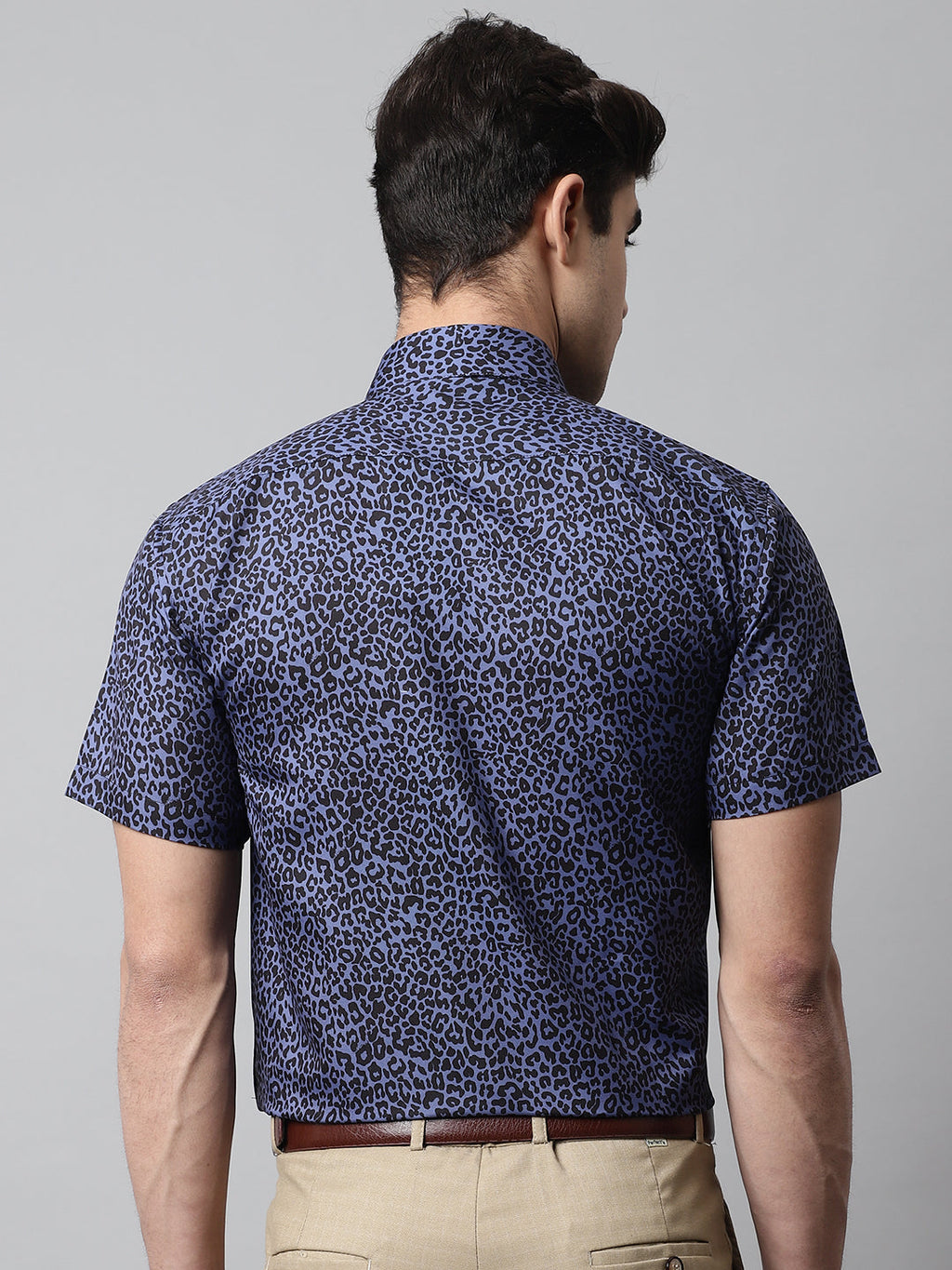 Jainish Men's Navy Blue Classic Printed Formal Shirt | Grocsy