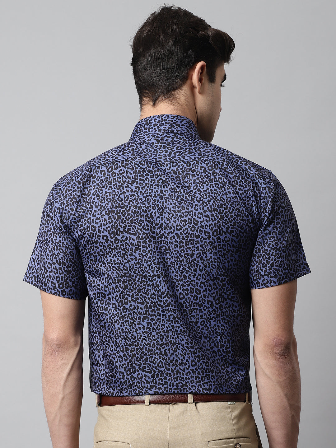 Jainish Men's Navy Blue Classic Printed Formal Shirt | Grocsy