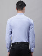 Jainish Men's Blue Micro Checked Formal Shirt | Grocsy