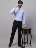 Jainish Men's Blue Micro Checked Formal Shirt | Grocsy