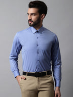 Jainish Men's Blue Classic Slim Fit Solid Formal Shirt | Grocsy