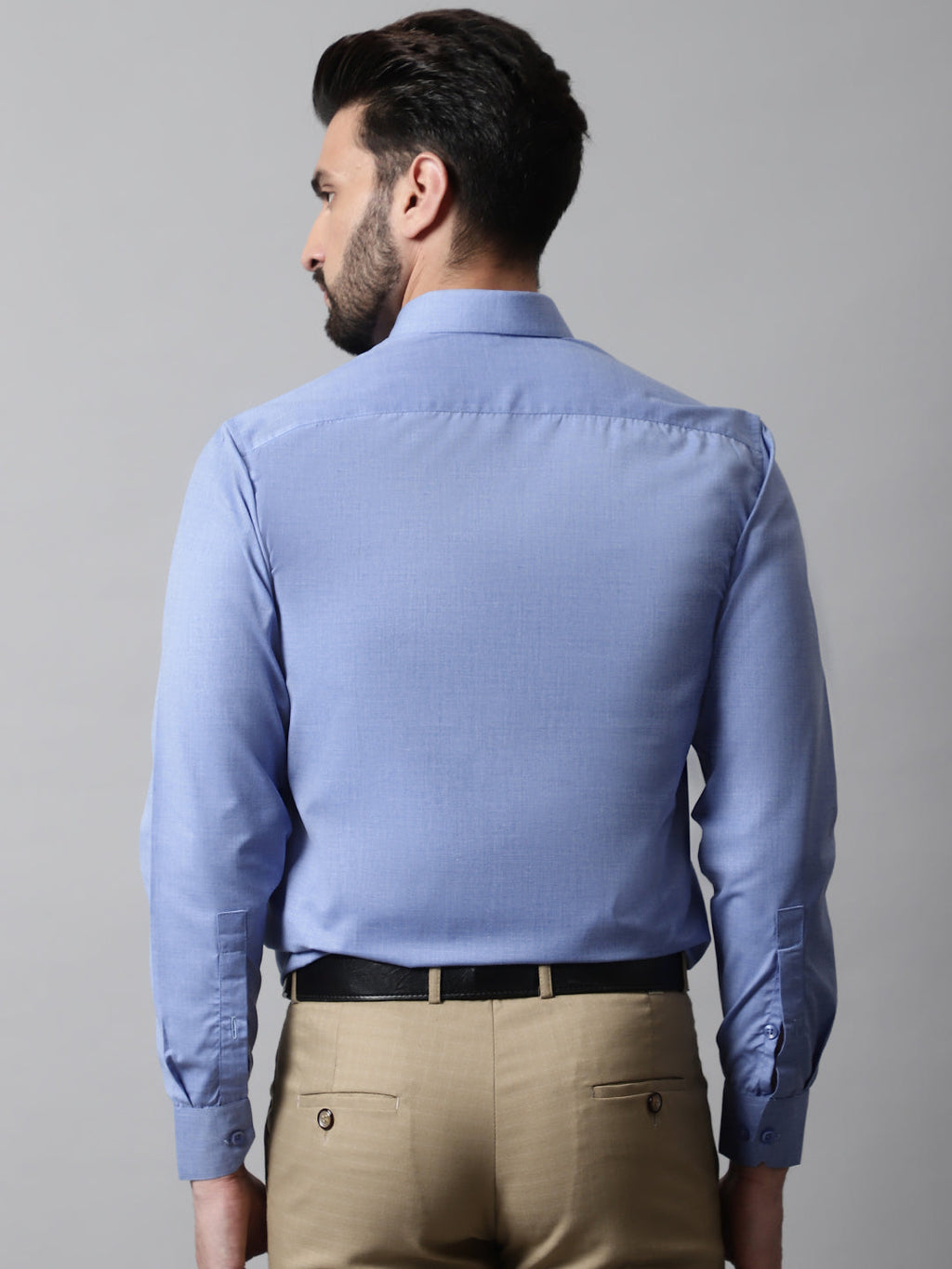 Jainish Men's Blue Classic Slim Fit Solid Formal Shirt | Grocsy