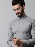Jainish Men's Grey Classic Slim Fit Solid Formal Shirt | Grocsy