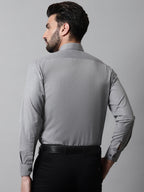 Jainish Men's Grey Classic Slim Fit Solid Formal Shirt | Grocsy