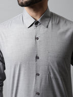 Jainish Men's Grey Classic Slim Fit Solid Formal Shirt | Grocsy