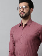 Jainish Men's Maroon Classic Slim Fit Solid Formal Shirt | Grocsy
