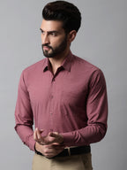 Jainish Men's Maroon Classic Slim Fit Solid Formal Shirt | Grocsy