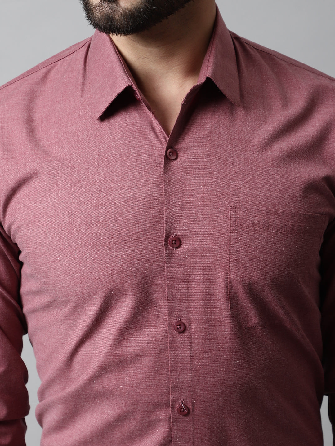 Jainish Men's Maroon Classic Slim Fit Solid Formal Shirt | Grocsy