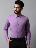 Jainish Men's Purple Classic Slim Fit Solid Formal Shirt | Grocsy