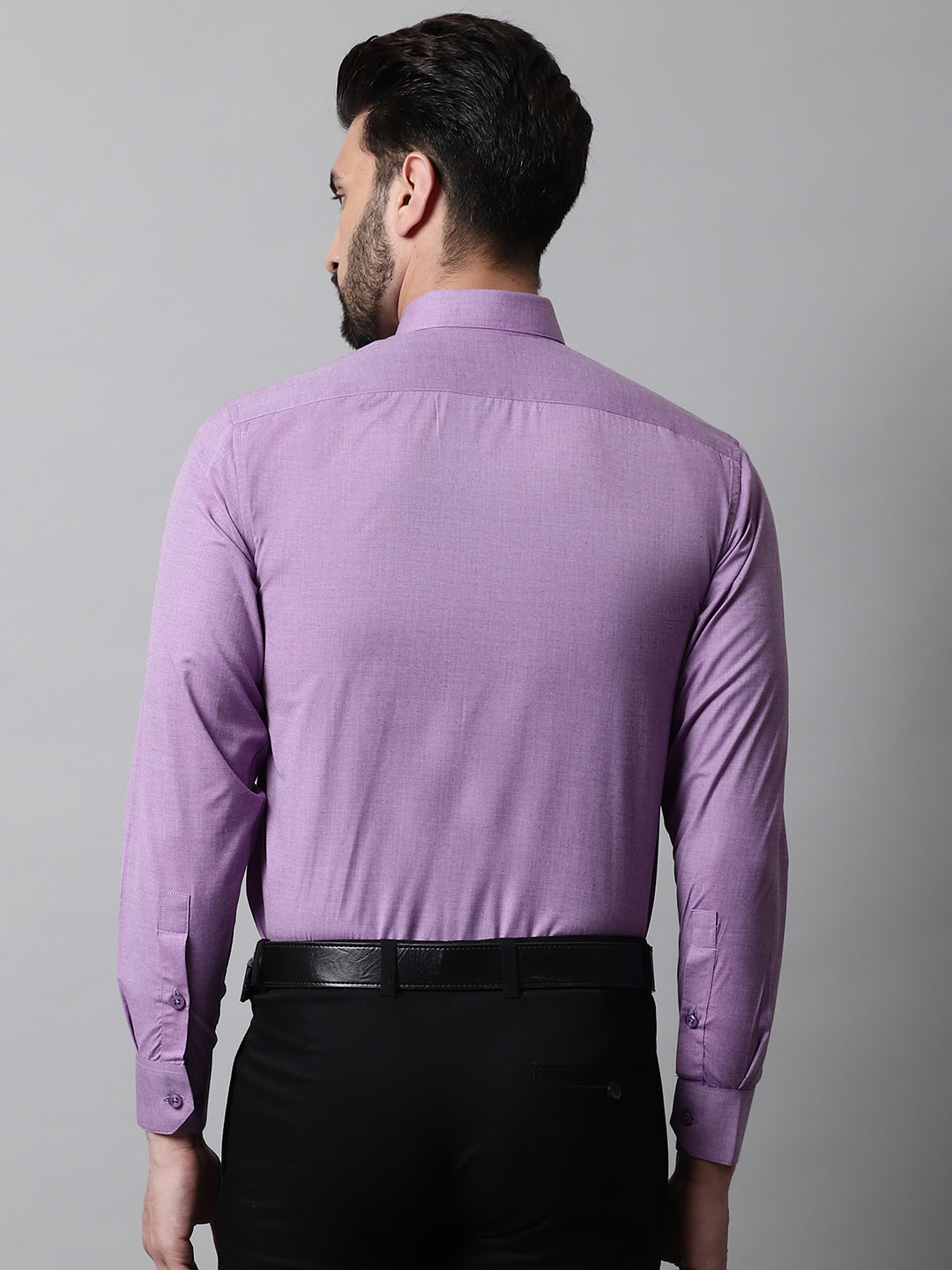 Jainish Men's Purple Classic Slim Fit Solid Formal Shirt | Grocsy