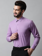 Jainish Men's Purple Classic Slim Fit Solid Formal Shirt | Grocsy