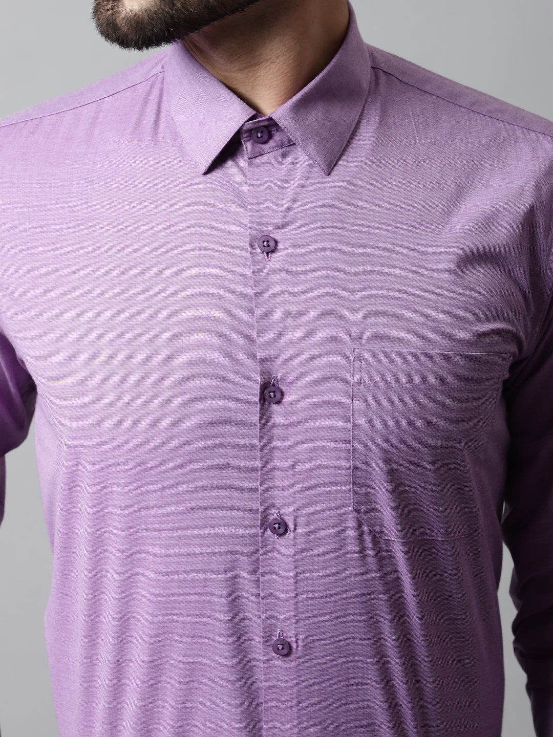Jainish Men's Purple Classic Slim Fit Solid Formal Shirt | Grocsy