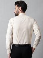Jainish Men's Cream Cotton Classic Formal Shirt | Grocsy