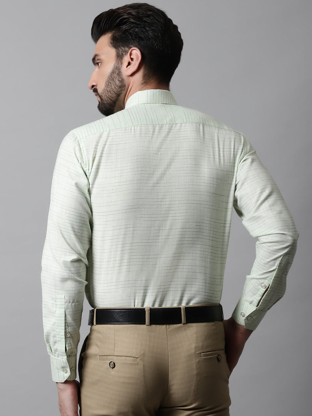 Jainish Men's Light-Green Cotton Classic Formal Shirt | Grocsy