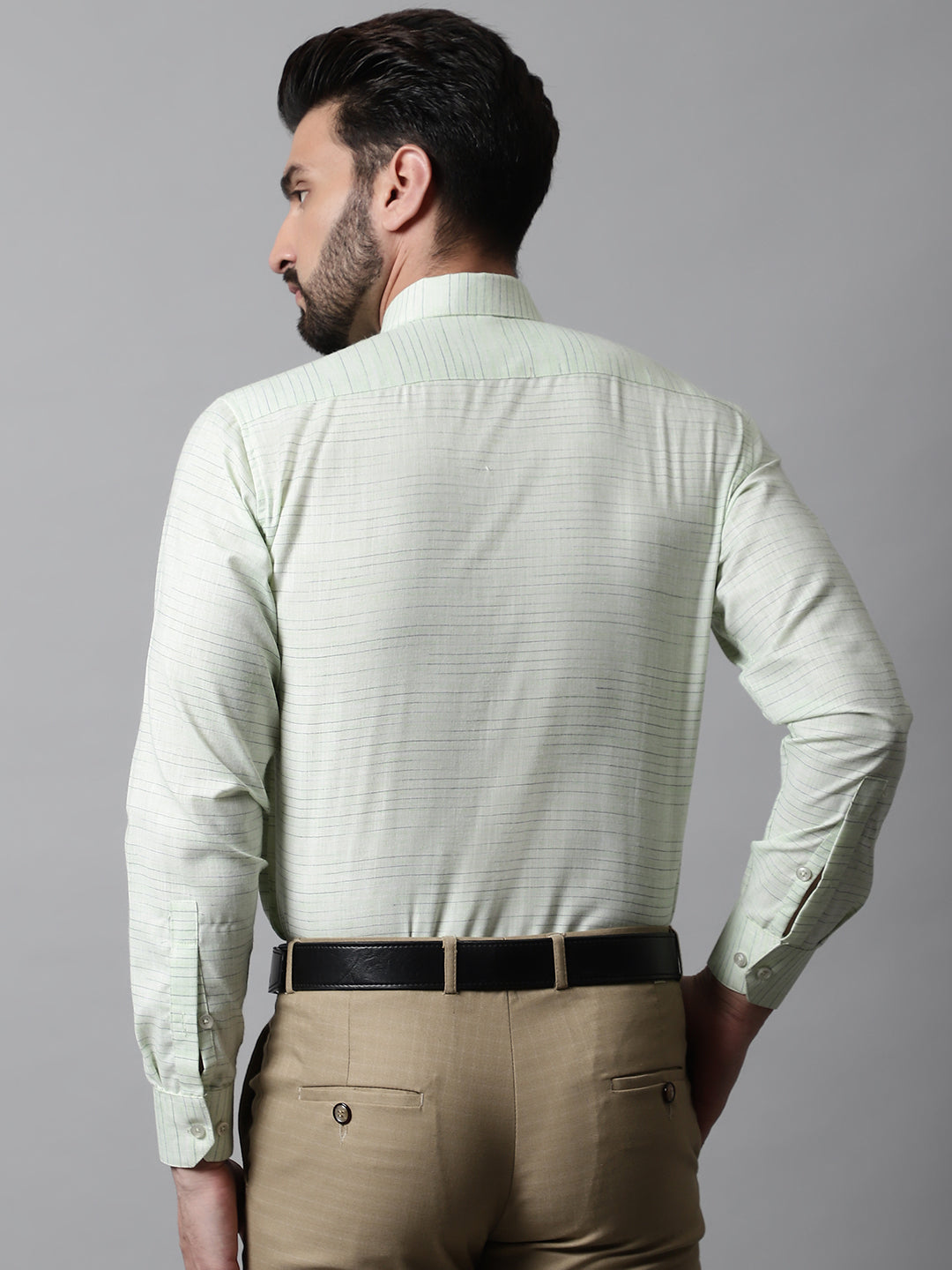 Jainish Men's Light-Green Cotton Classic Formal Shirt | Grocsy