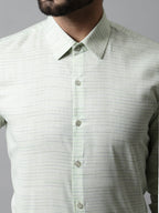 Jainish Men's Light-Green Cotton Classic Formal Shirt | Grocsy