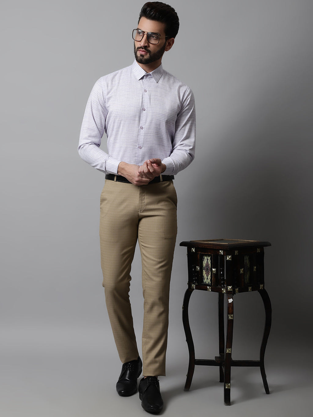 Jainish Men's Light-Purple Cotton Classic Formal Shirt | Grocsy