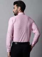 Jainish Men's Pink Classic Striped Formal Cotton Shirt | Grocsy