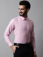 Jainish Men's Pink Classic Striped Formal Cotton Shirt | Grocsy