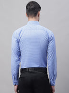 Jainish Men's Blue Micro Checked Formal Shirt | Grocsy