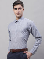 Jainish Men's Grey Micro Checked Formal Shirt | Grocsy