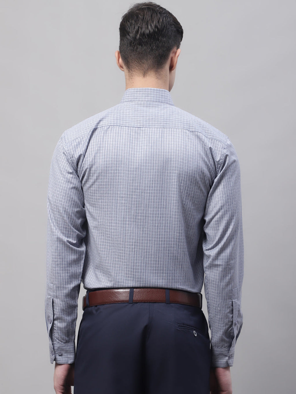 Jainish Men's Grey Micro Checked Formal Shirt | Grocsy