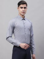 Jainish Men's Grey Micro Checked Formal Shirt | Grocsy