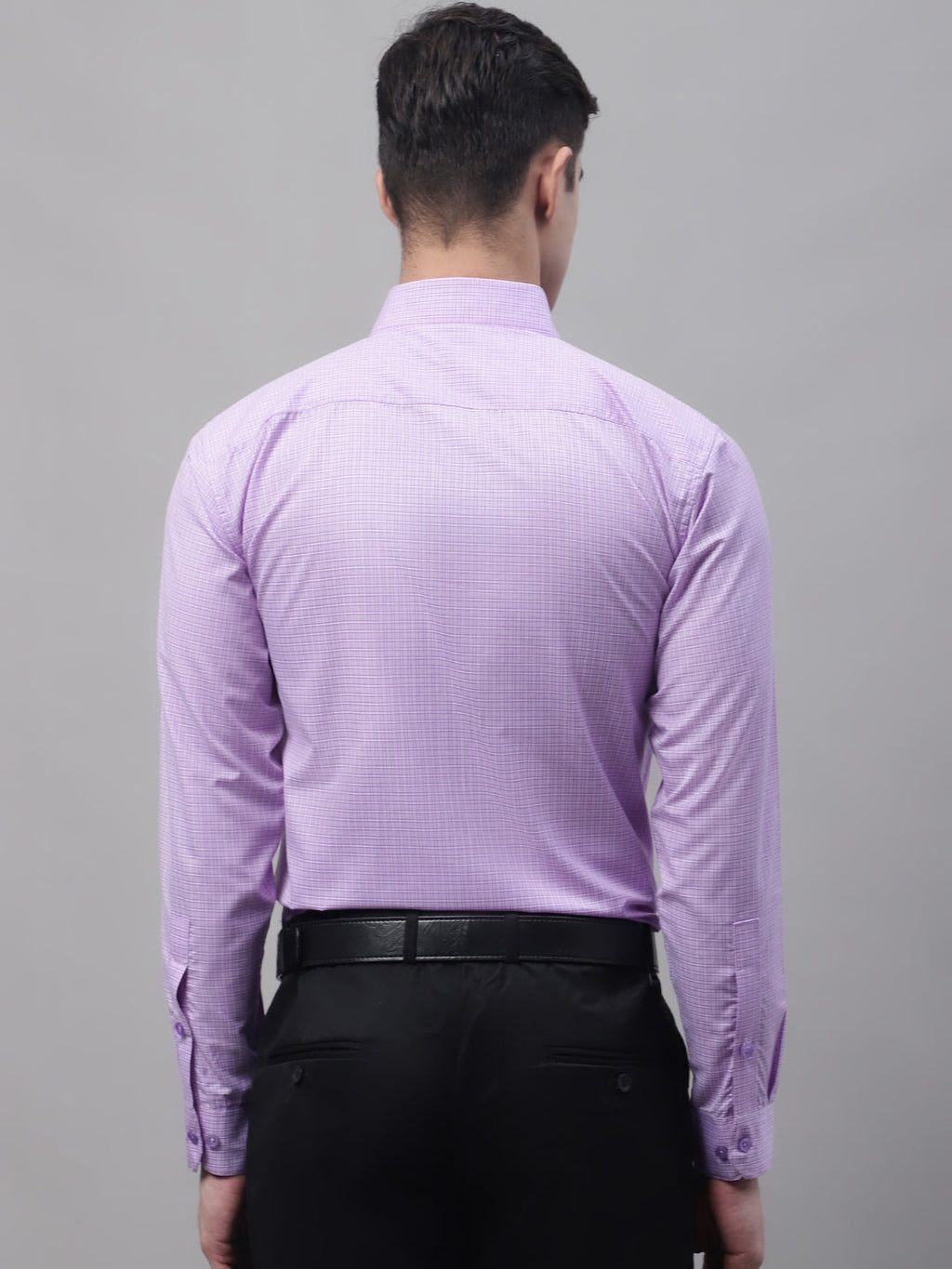 Jainish Men's Purple Micro Checked Formal Shirt | Grocsy