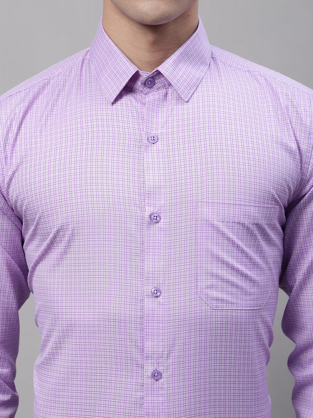 Jainish Men's Purple Micro Checked Formal Shirt | Grocsy