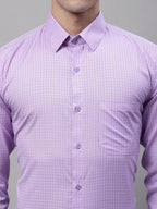 Jainish Men's Purple Micro Checked Formal Shirt | Grocsy