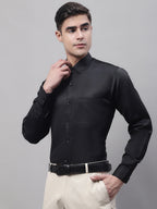 Jainish Men's Black Dobby Textured Formal Shirt | Grocsy