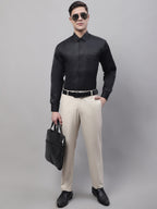 Jainish Men's Black Dobby Textured Formal Shirt | Grocsy
