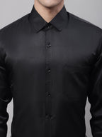 Jainish Men's Black Dobby Textured Formal Shirt | Grocsy