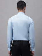 Jainish Men's Light-Blue Dobby Textured Formal Shirt | Grocsy