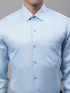 Jainish Men's Light-Blue Dobby Textured Formal Shirt | Grocsy