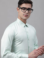 Jainish Men's Light-Green Dobby Textured Formal Shirt | Grocsy