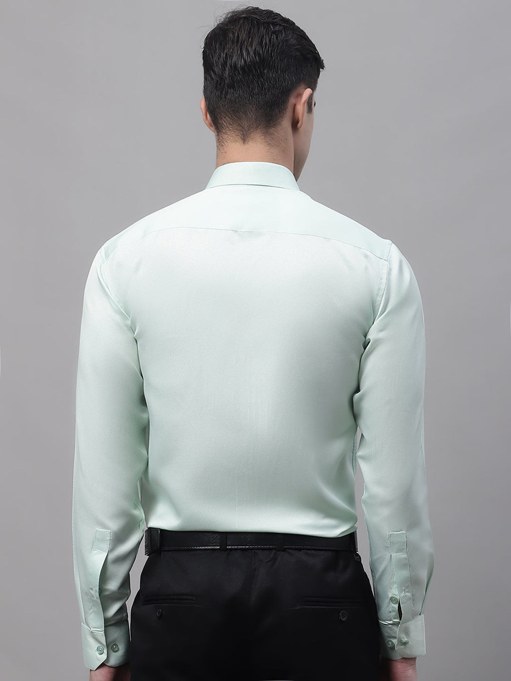 Jainish Men's Light-Green Dobby Textured Formal Shirt | Grocsy