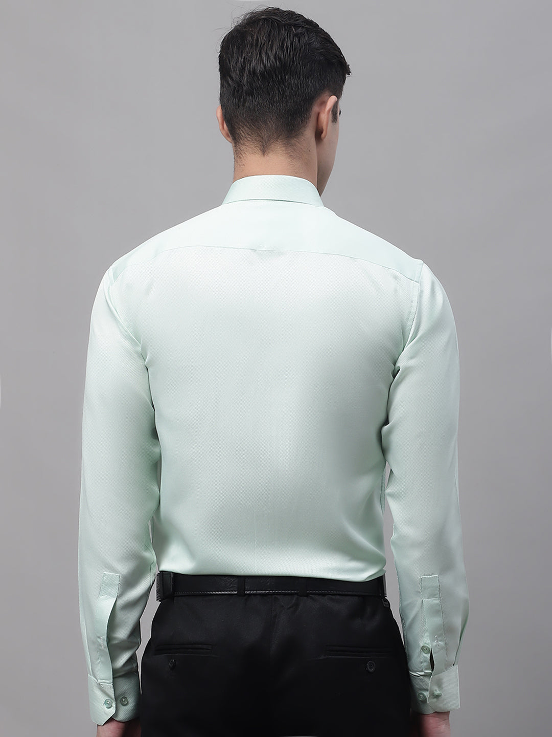 Jainish Men's Light-Green Dobby Textured Formal Shirt | Grocsy
